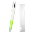 クリップオンG3色ボールペンホワイト ライトグリーン PP袋