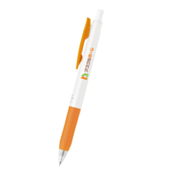 サラサクリップホワイトボールペン　オレンジ　フルカラー印刷　無料のし袋付き