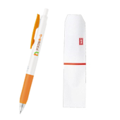 サラサクリップホワイトボールペン　オレンジ　フルカラー印刷　名入れのし袋入れ