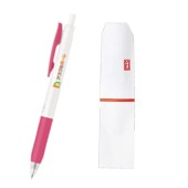サラサクリップホワイトボールペン　ピンク　フルカラー印刷　名入れのし袋入れ