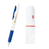 サラサクリップホワイトボールペン　コバルトブルー　フルカラー印刷　名入れのし袋入れ