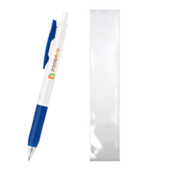 サラサクリップホワイトボールペン　コバルトブルー　フルカラー印刷　PP袋入れ