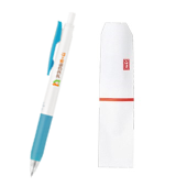 サラサクリップホワイトボールペン　ライトブルー　フルカラー印刷　名入れのし袋入れ