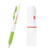 サラサクリップホワイトボールペン　ライトグリーン　フルカラー印刷　名入れのし袋入れ