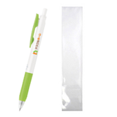 サラサクリップホワイトボールペン　ライトグリーン　フルカラー印刷　PP袋入れ