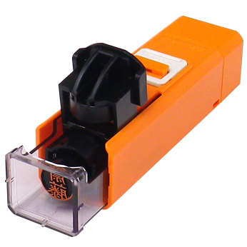 ホルダー（オレンジ）付き認印 黒 10.5mm