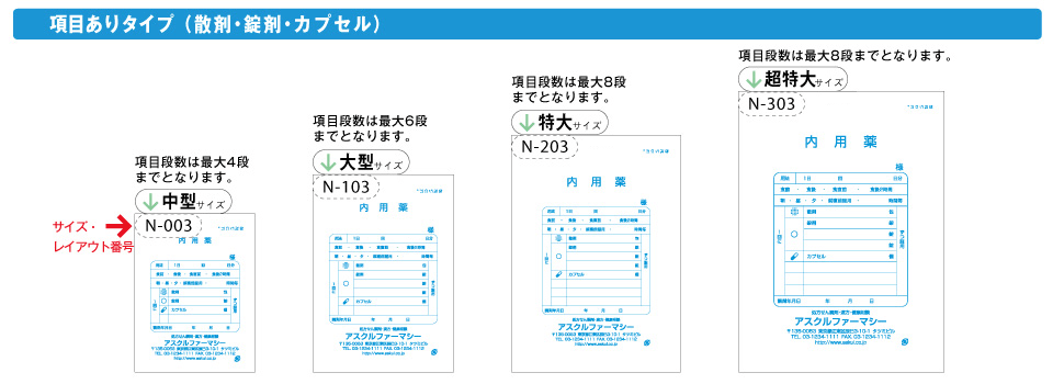 項目ありタイプ（散剤・錠剤・カプセル）